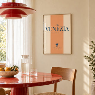 Venezia Print hung beside a breakfast table in a bright nook (frame not included)