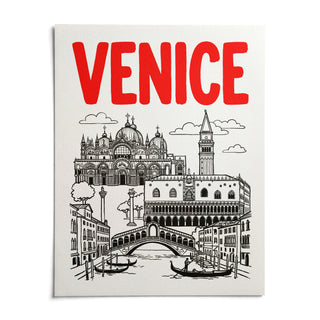 Venice Landmark Art Print, shown as an unframed paper print on a plain white background