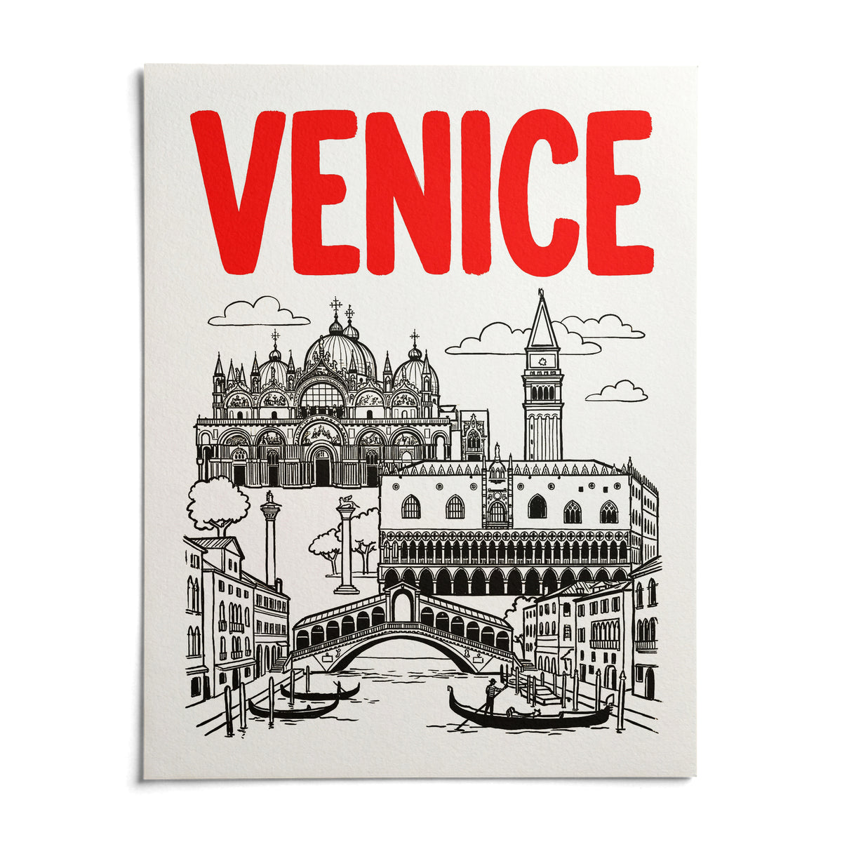 Venice Landmark Art Print, shown as an unframed paper print on a plain white background