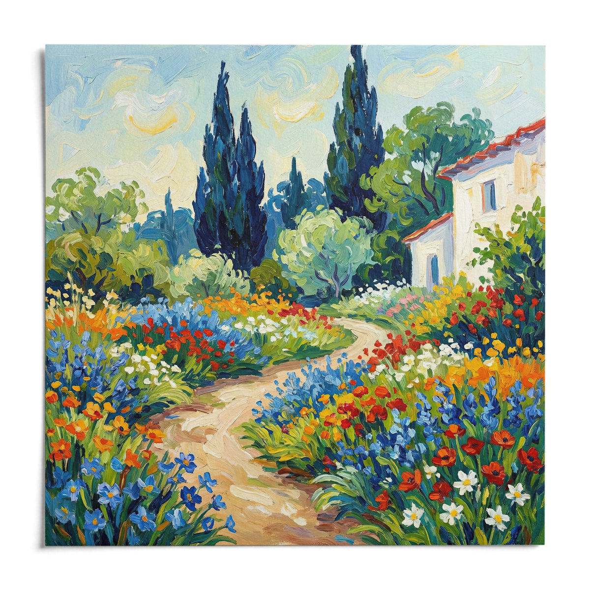 Vibrant Flower Art Print, shown as an unframed paper print on a plain white background