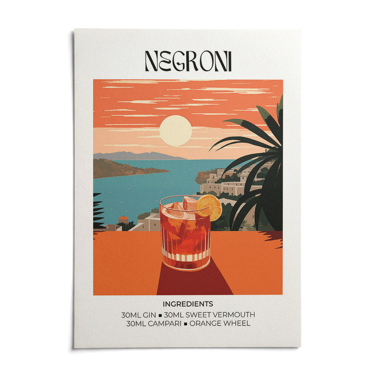 Vintage Bar Artwork, shown as an unframed paper print on a plain white background