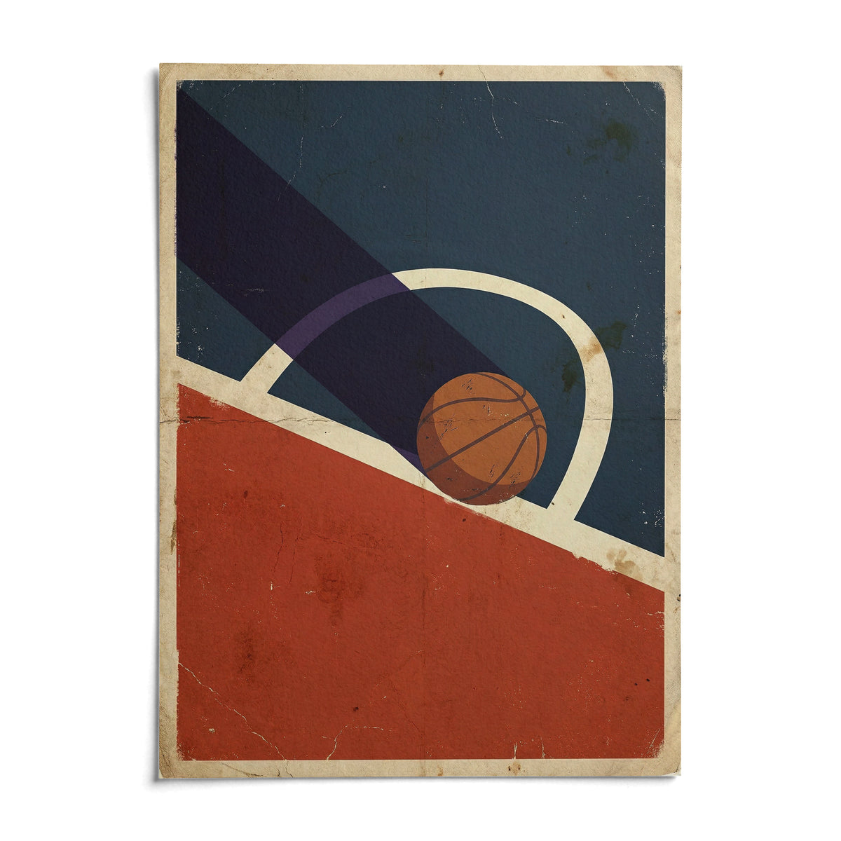 Vintage Basketball Poster, shown as an unframed paper print on a plain white background