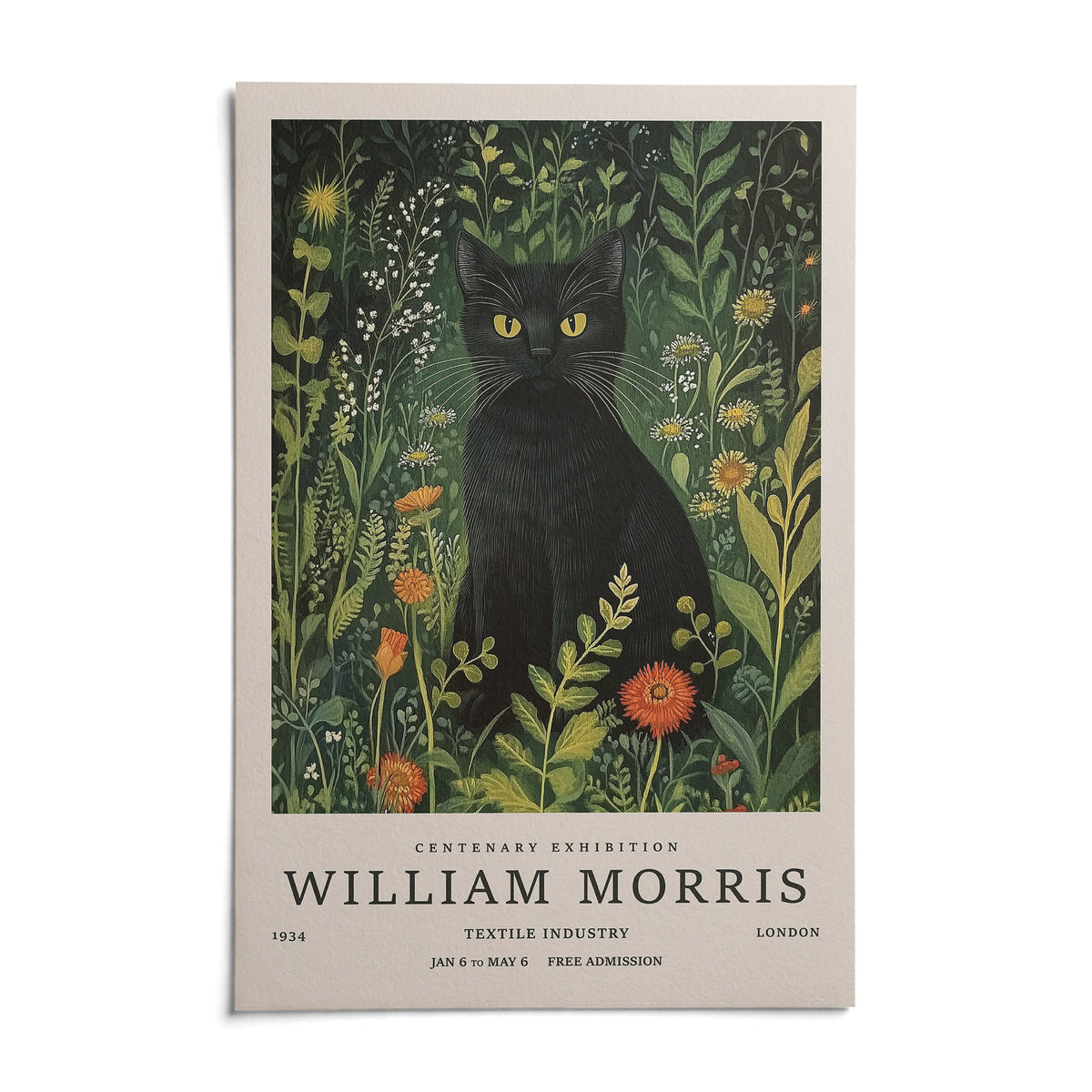 Vintage Cat Art, shown as an unframed paper print on a plain white background