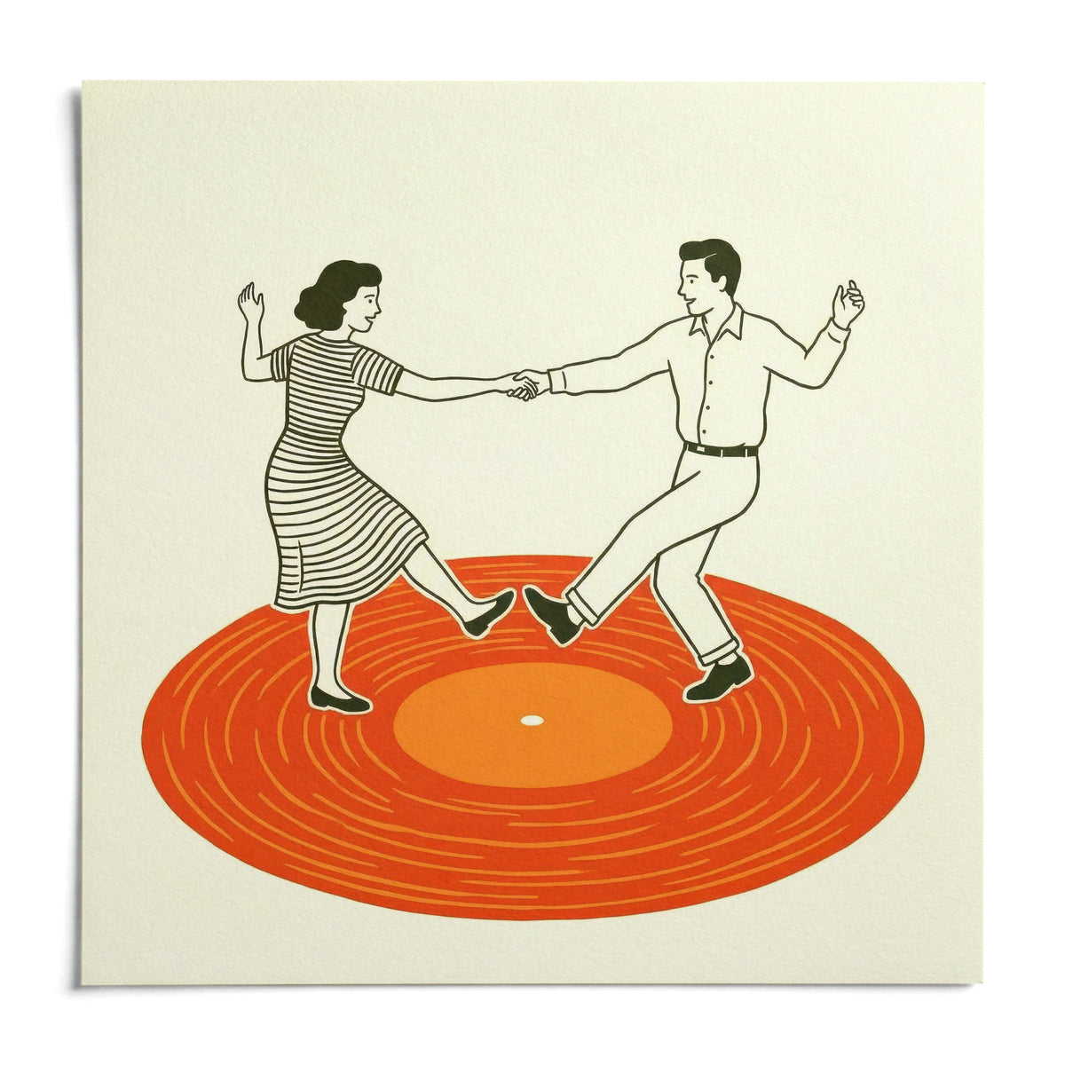 Vintage Dance Art Print, shown as an unframed paper print on a plain white background