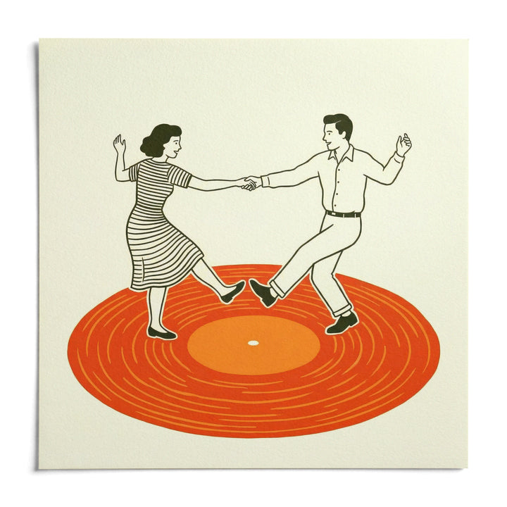 Vintage Dance Art Print, shown as an unframed paper print on a plain white background