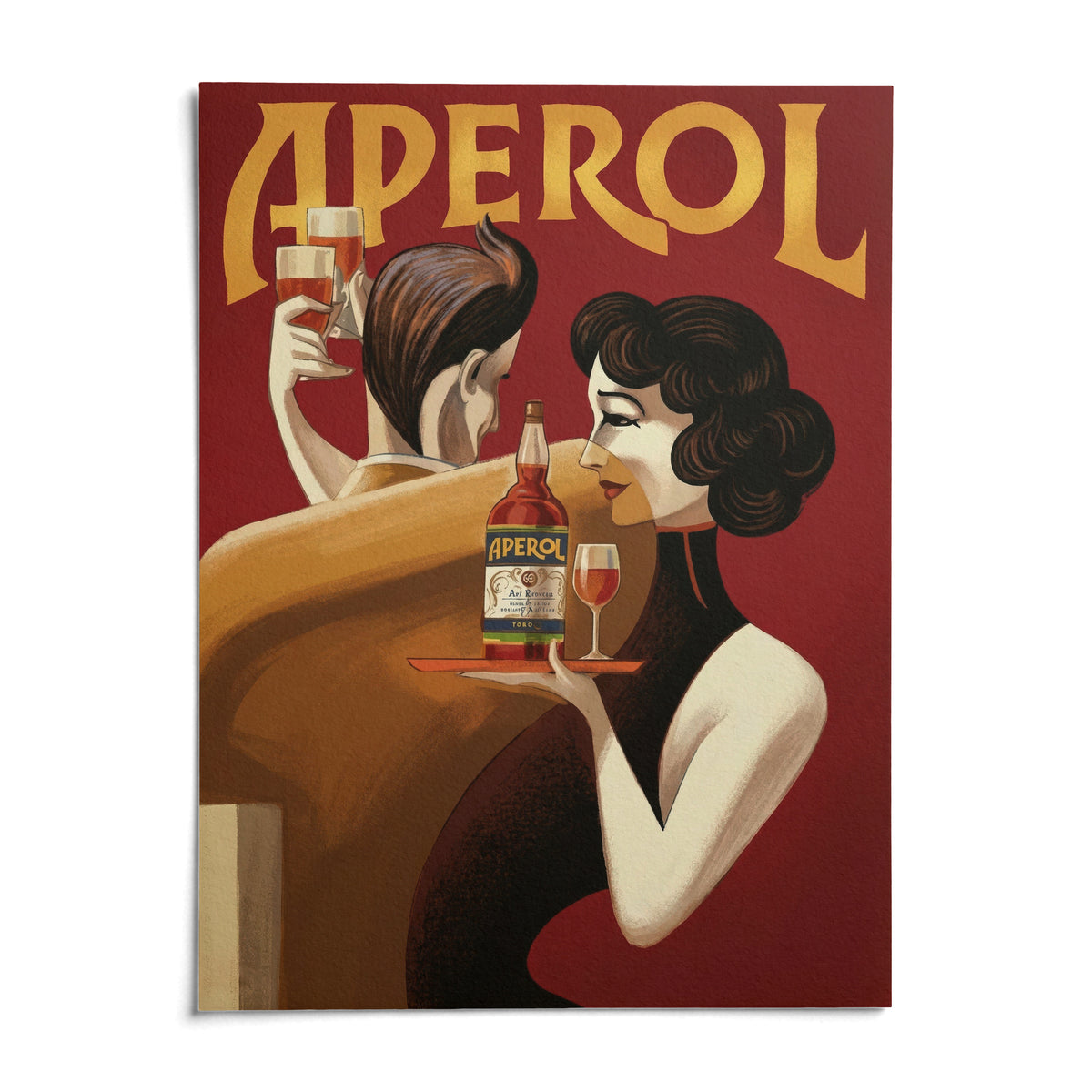 Vintage Drink Wall Art, shown as an unframed paper print on a plain white background