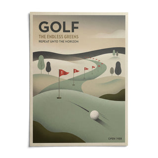 Vintage Golf Wall Art, shown as an unframed paper print on a plain white background