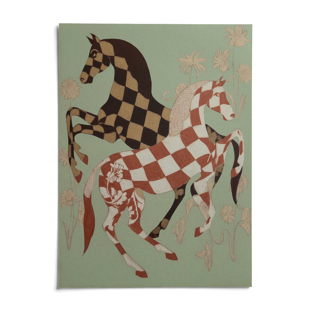 Vintage Horse Art, shown as an unframed paper print on a plain white background