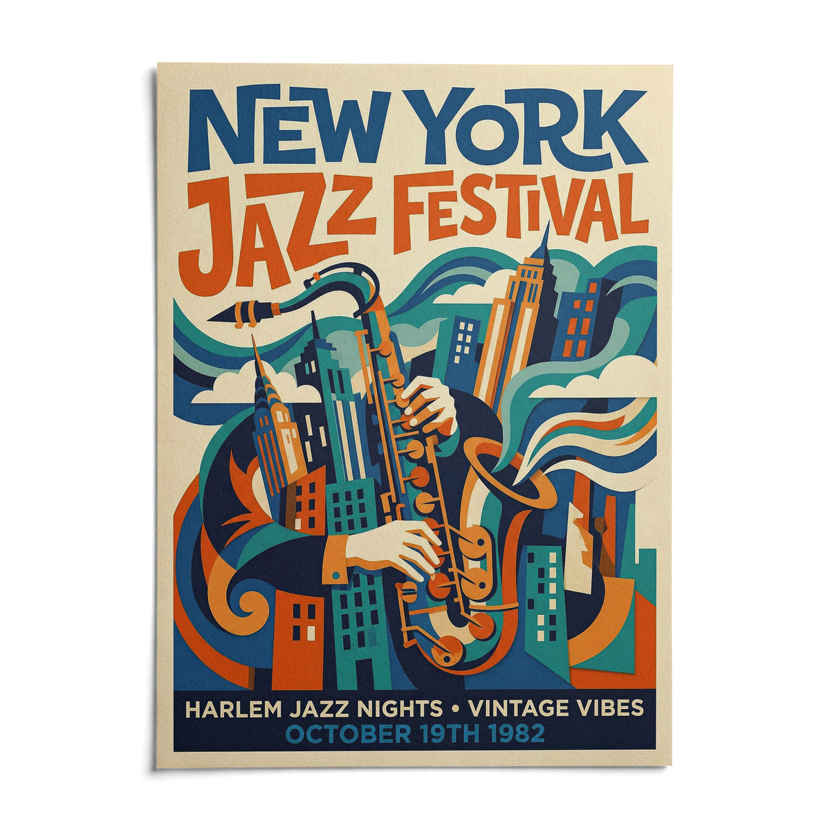 Vintage Jazz Posters, shown as an unframed paper print on a plain white background