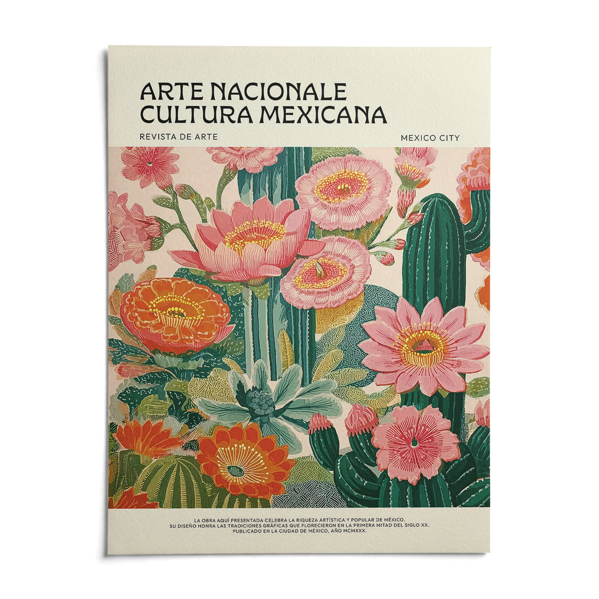 Vintage Mexican Poster, shown as an unframed paper print on a plain white background