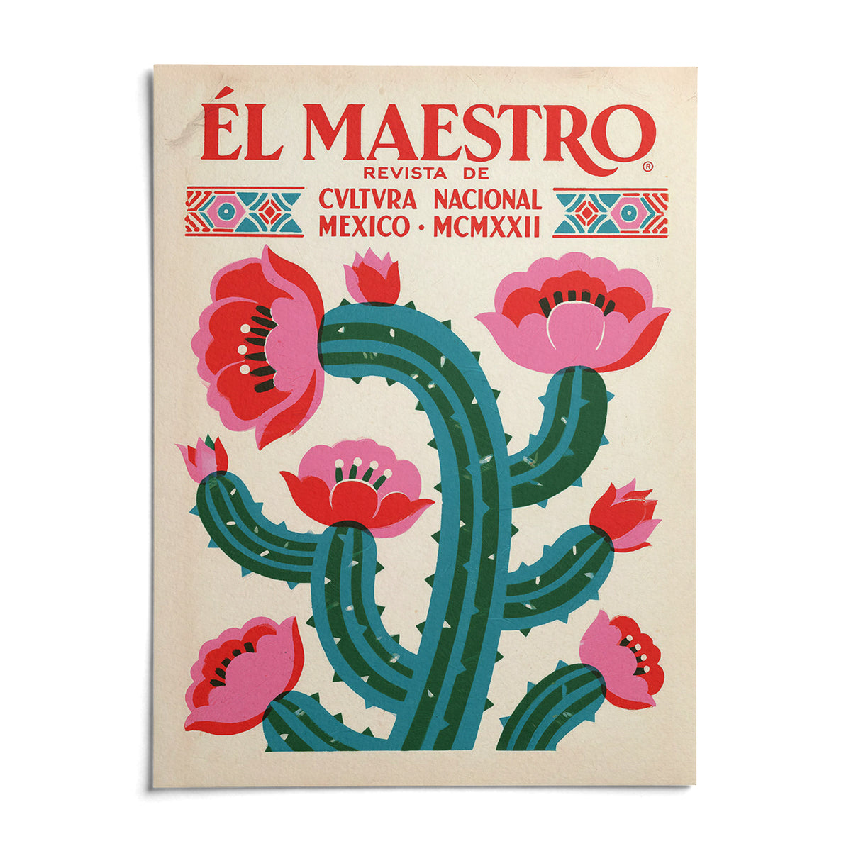 Vintage Mexican Wall Art, shown as an unframed paper print on a plain white background