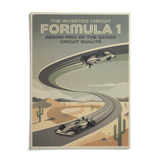 Vintage Motorsports Poster, shown as an unframed paper print on a plain white background