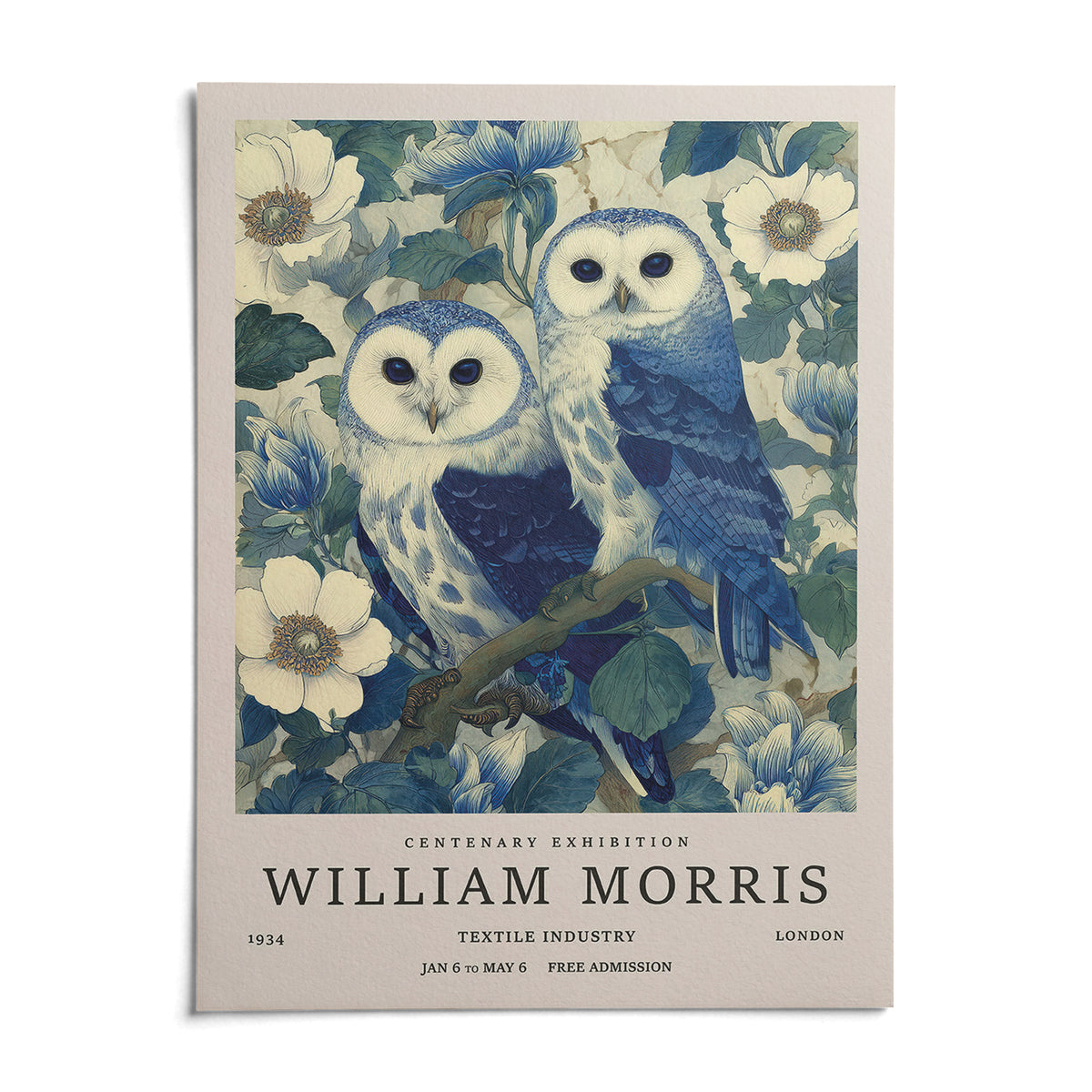 Vintage Owl Print, shown as an unframed paper print on a plain white background