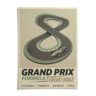 Vintage Race Car Wall Art, shown as an unframed paper print on a plain white background