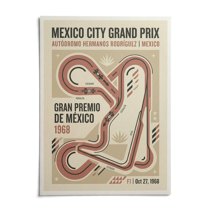 Vintage Race Circuit Map Poster, shown as an unframed paper print on a plain white background