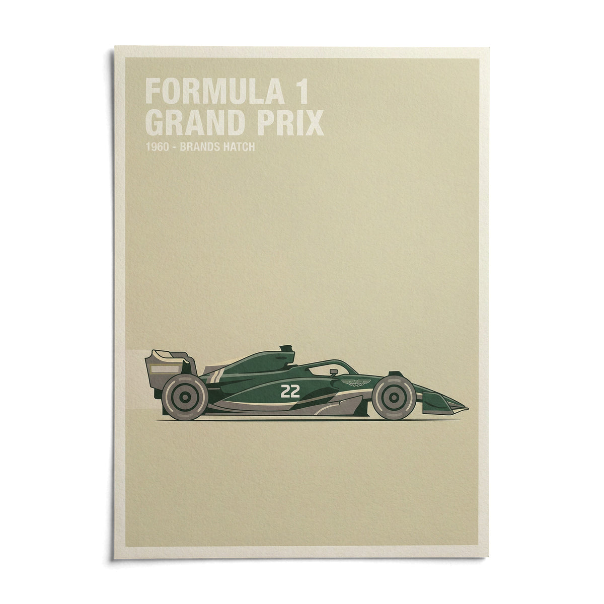 Vintage Racing Art, shown as an unframed paper print on a plain white background