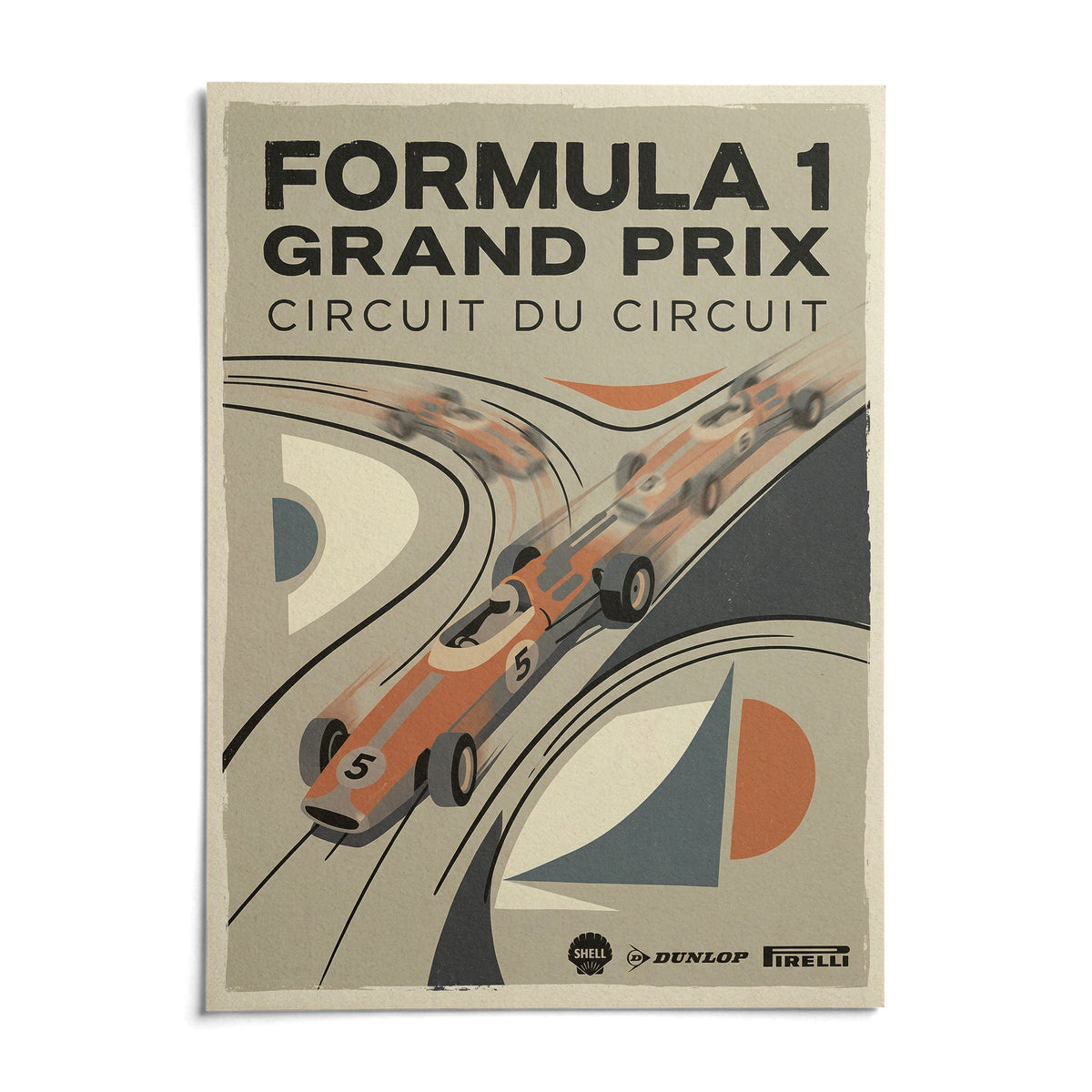 Vintage Racing Poster, shown as an unframed paper print on a plain white background