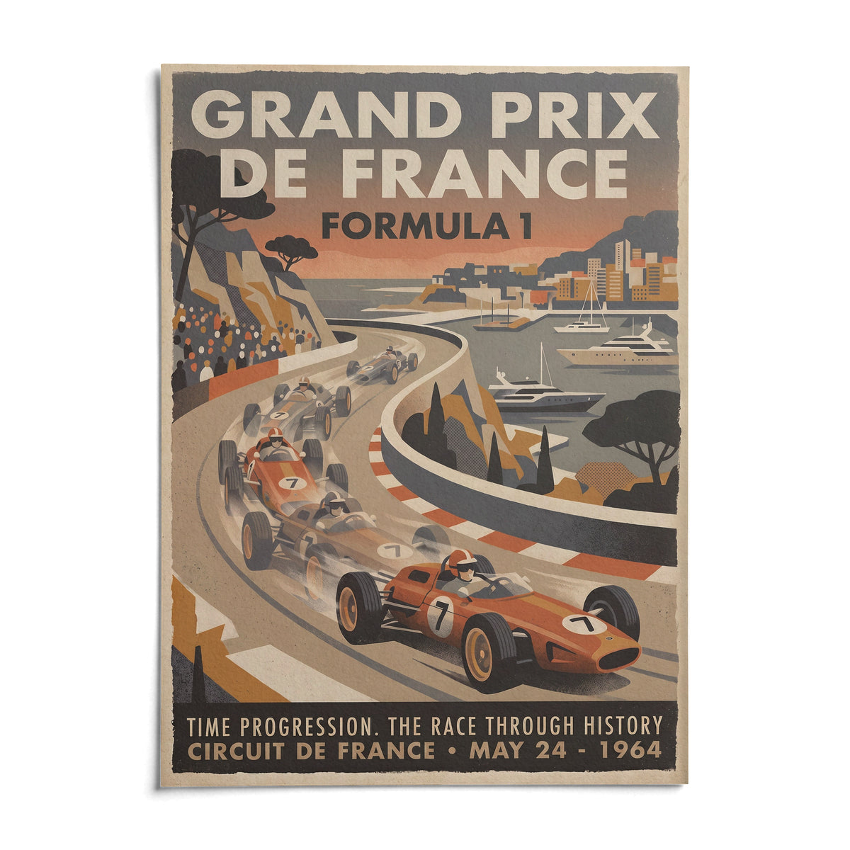 Vintage Racing Print, shown as an unframed paper print on a plain white background