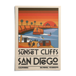 Vintage San Diego Wall Art, shown as an unframed paper print on a plain white background
