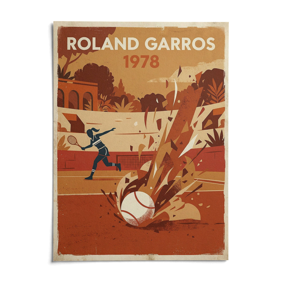 Vintage Tennis Art Print, shown as an unframed paper print on a plain white background