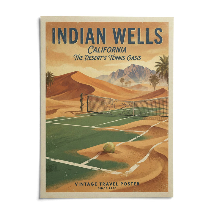 Vintage Tennis Poster, shown as an unframed paper print on a plain white background