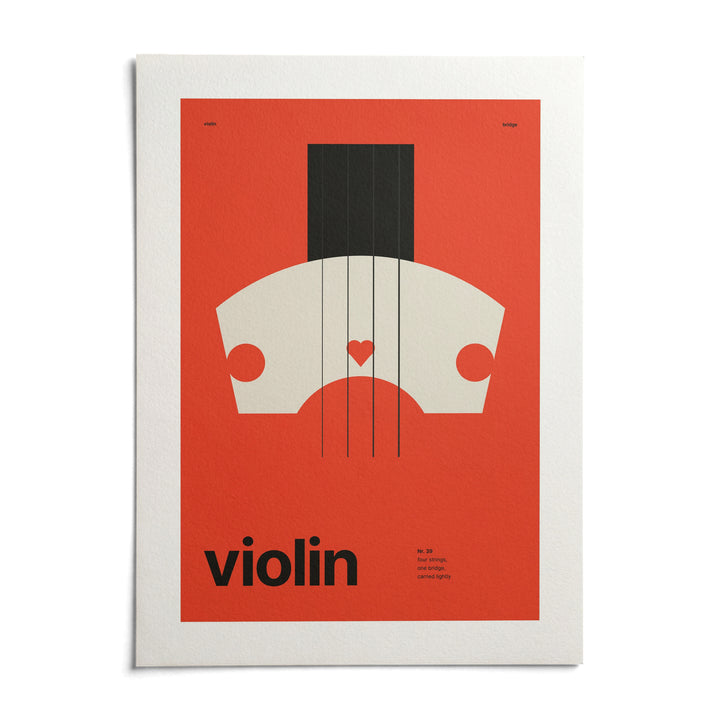 Violin Poster, shown as an unframed paper print on a plain white background