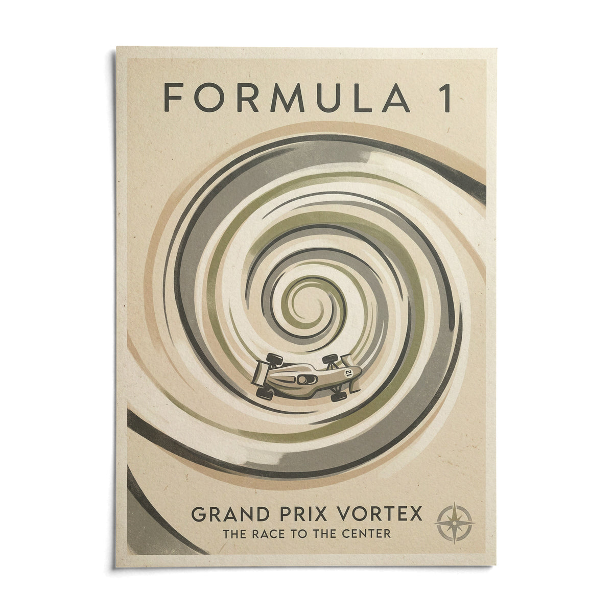 Vortex Race Track Poster, shown as an unframed paper print on a plain white background