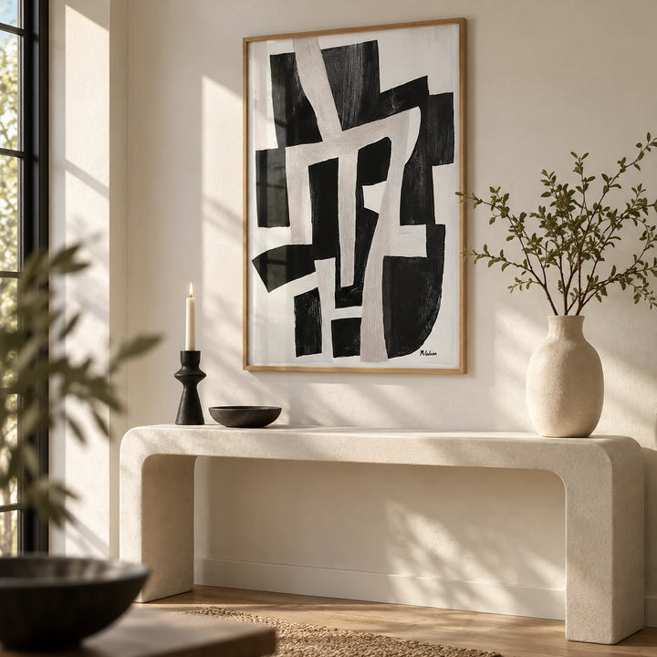 Wabi Sabi Home Decor, framed on the wall of a calm entryway