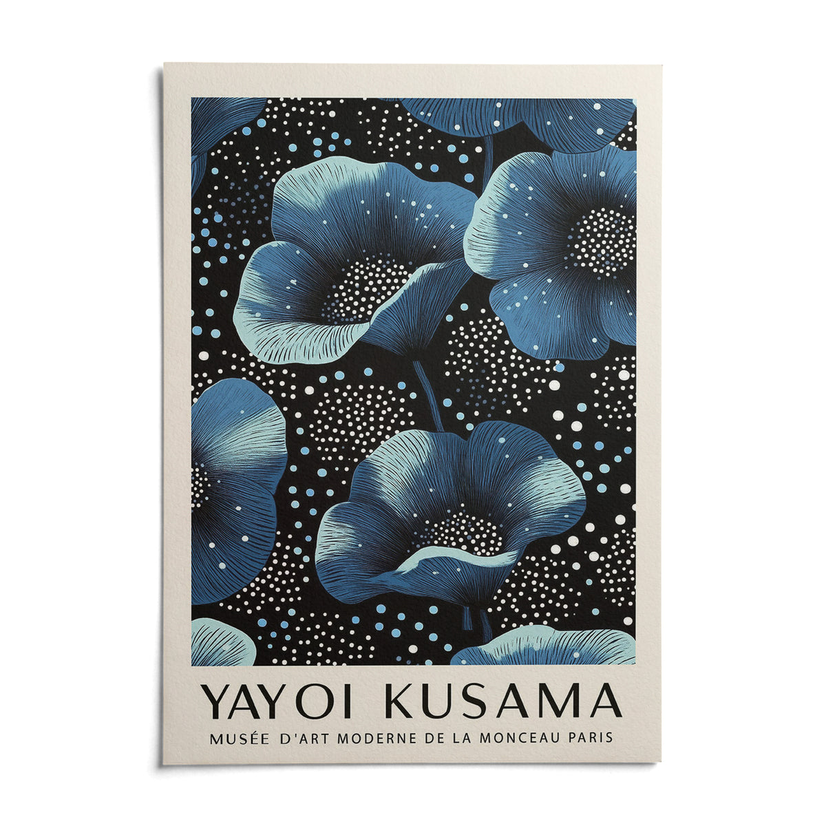 Wall Art Blue Flowers, shown as an unframed paper print on a plain white background