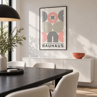 Wall Art for Home Office, framed on the wall of a modern dining room with a white wall