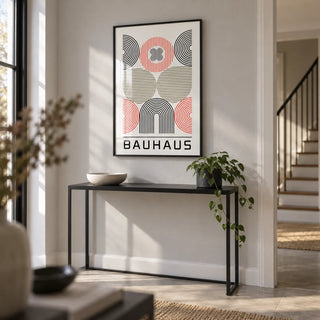 Wall Art for Home Office, framed on the wall of a modern hallway with a light grey wall