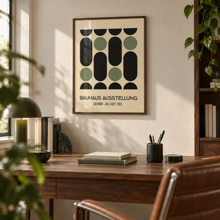 Wall Art for Office, framed on the wall of a design-led study