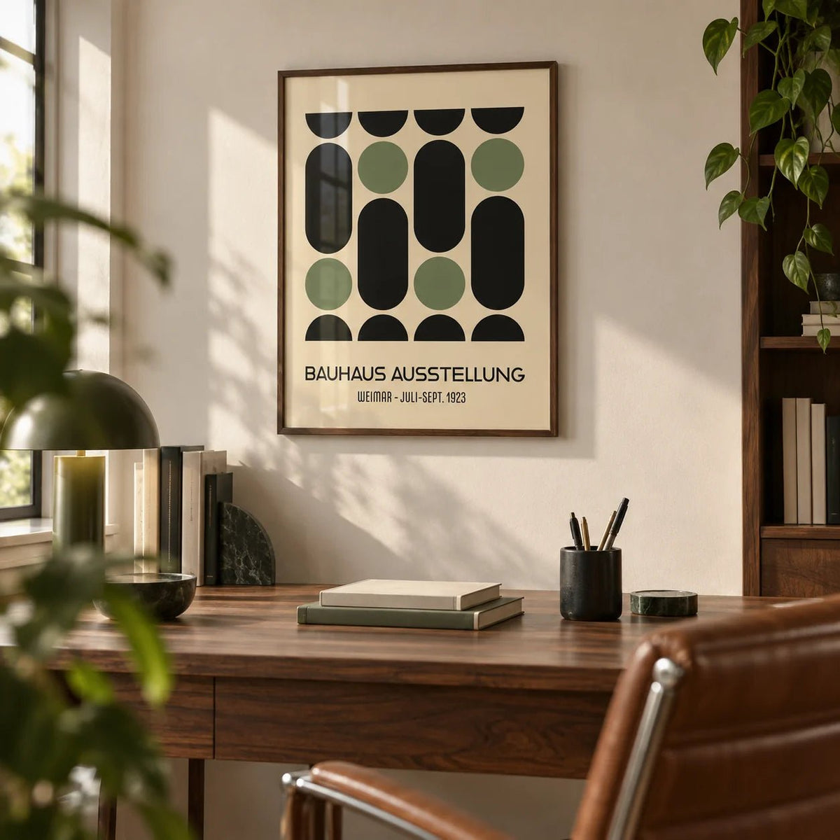 Wall Art for Office, framed on the wall of a design-led study