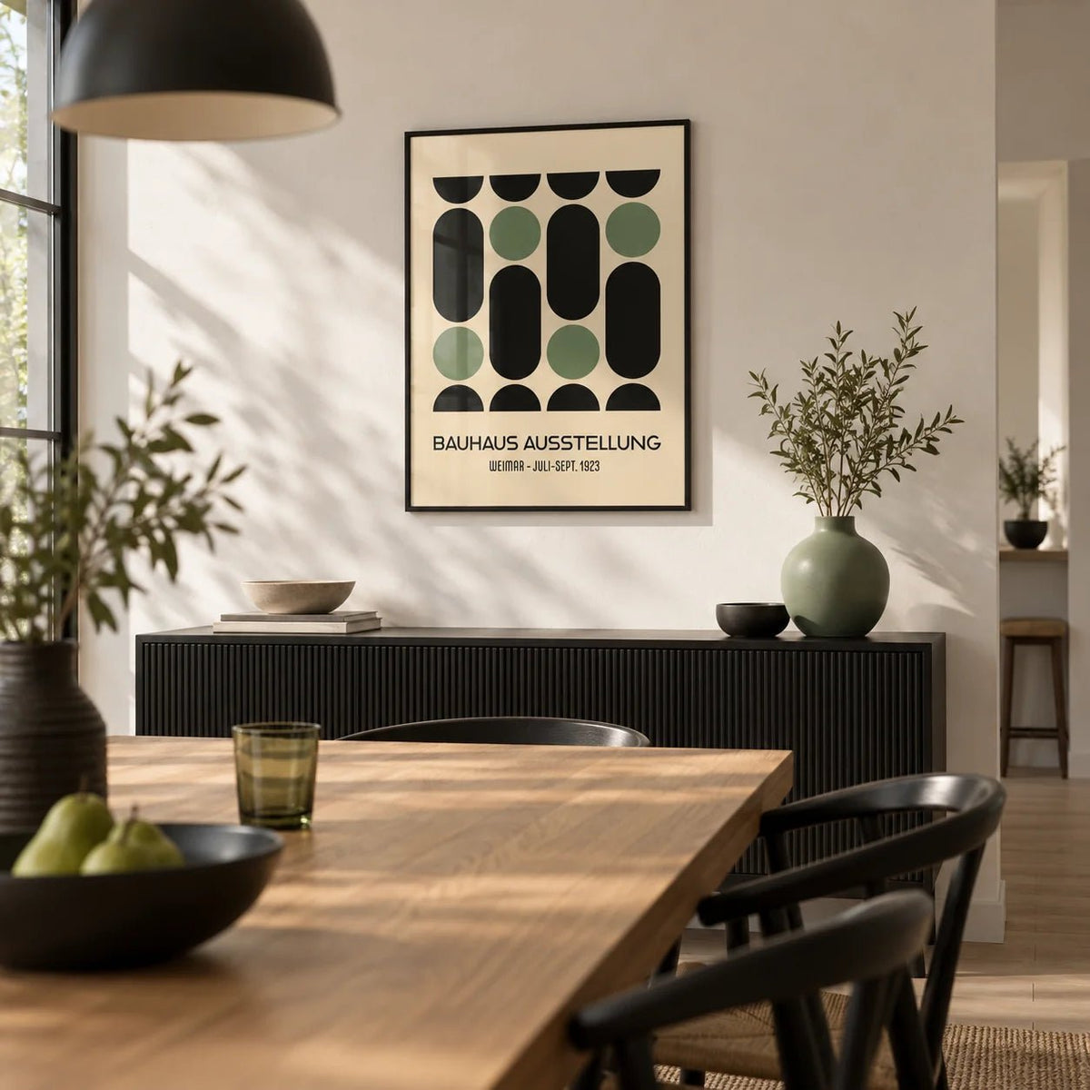 Wall Art for Office, framed on the wall of a modern dining room