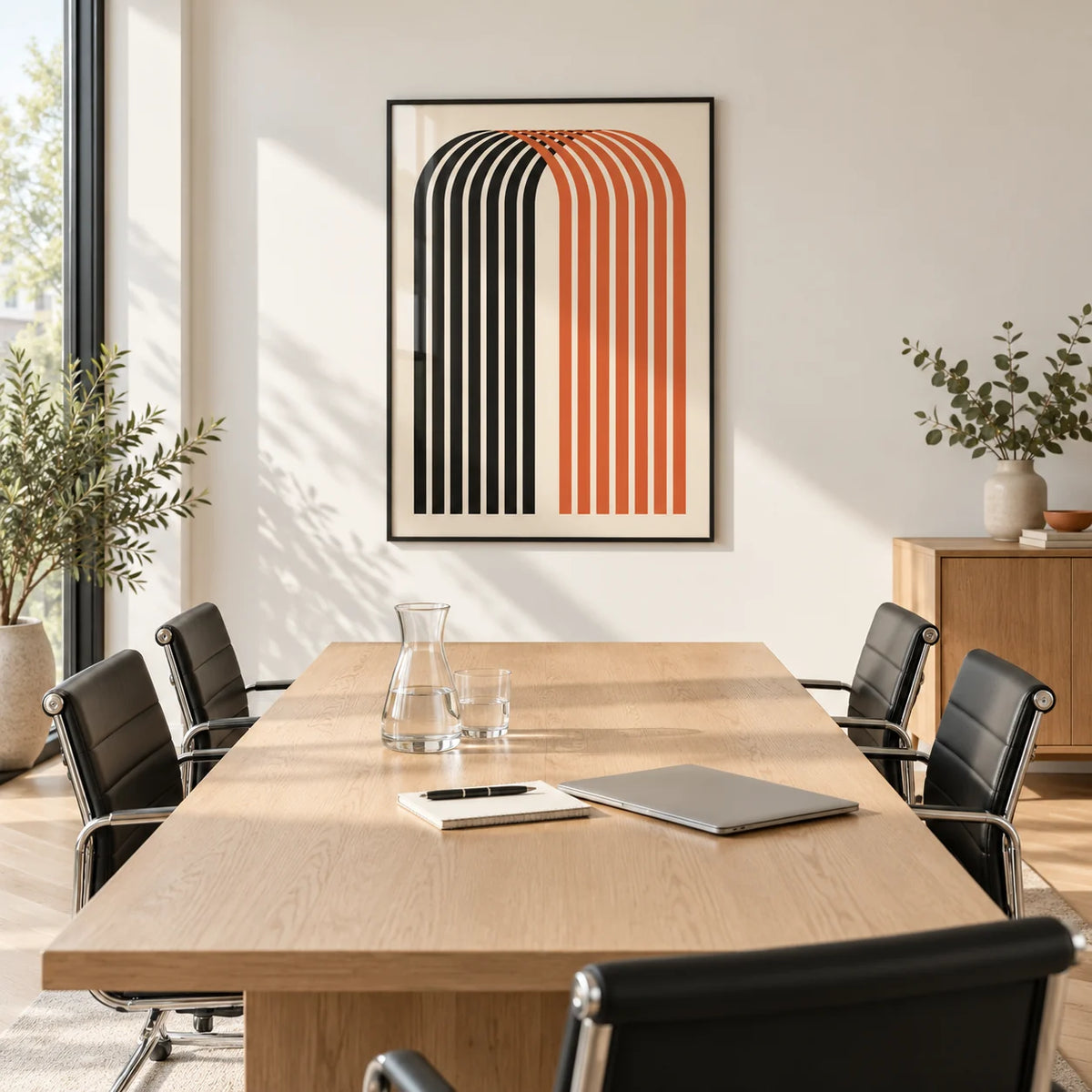 Wall Art for Offices, framed on the wall of a bright