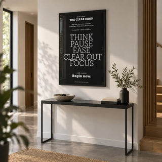 Wall Art Quotes for Home, framed on the wall of a crisp modern hallway