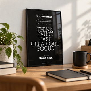 Wall Art Quotes for Home, a small A4 framed print leaning on an oak desk