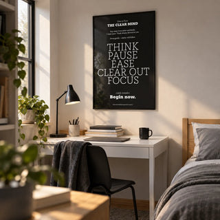 Wall Art Quotes for Home, framed on the wall of a tidy uni room (18-21) in a bedroom