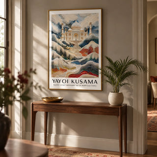 Wall Art Travel, framed on the wall of a characterful hallway with a warm grey wall