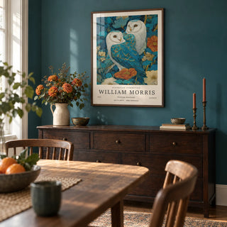 Wall Art Unique, framed on the wall of a dining room with a teal painted wall