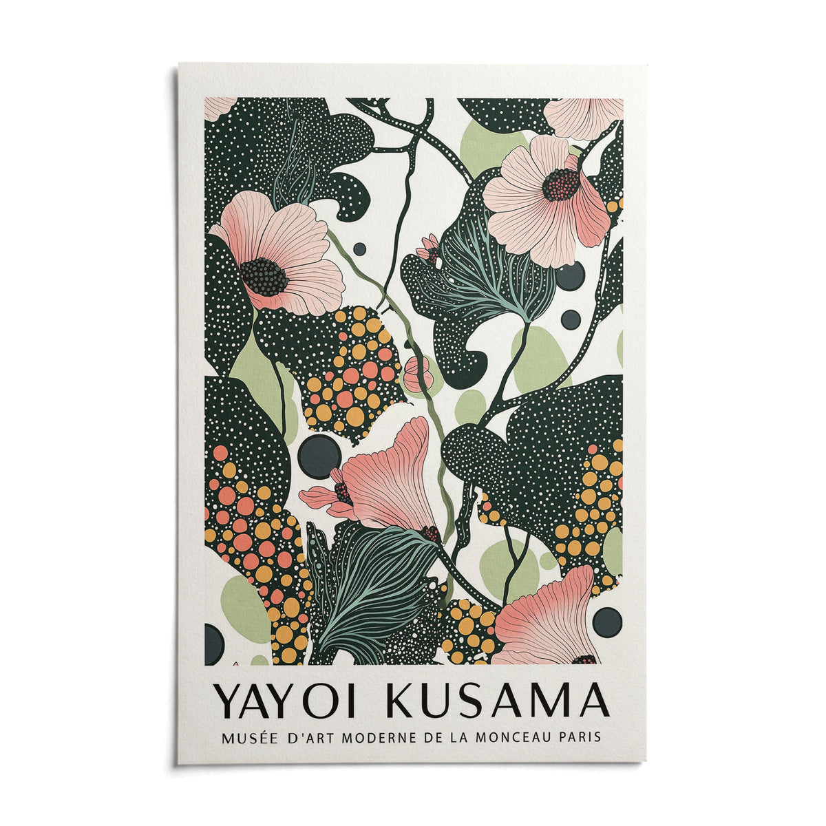 Wall Art with Pink Flowers, shown as an unframed paper print on a plain white background
