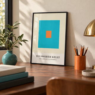 Wall Office Art, a small A4 framed print leaning on a walnut desk