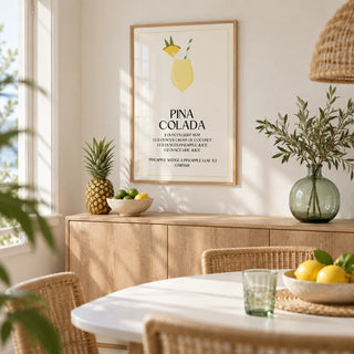 Wall Pictures for Kitchen, framed on the wall of a light coastal dining room with a soft white wall