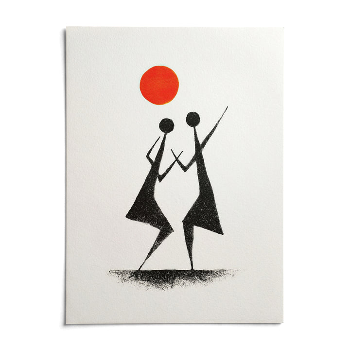 Warli Folk Art Print, shown as an unframed paper print on a plain white background