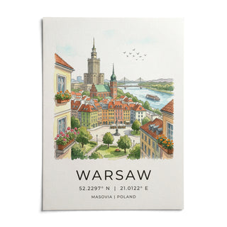 Warsaw City Art Print, shown as an unframed paper print on a plain white background