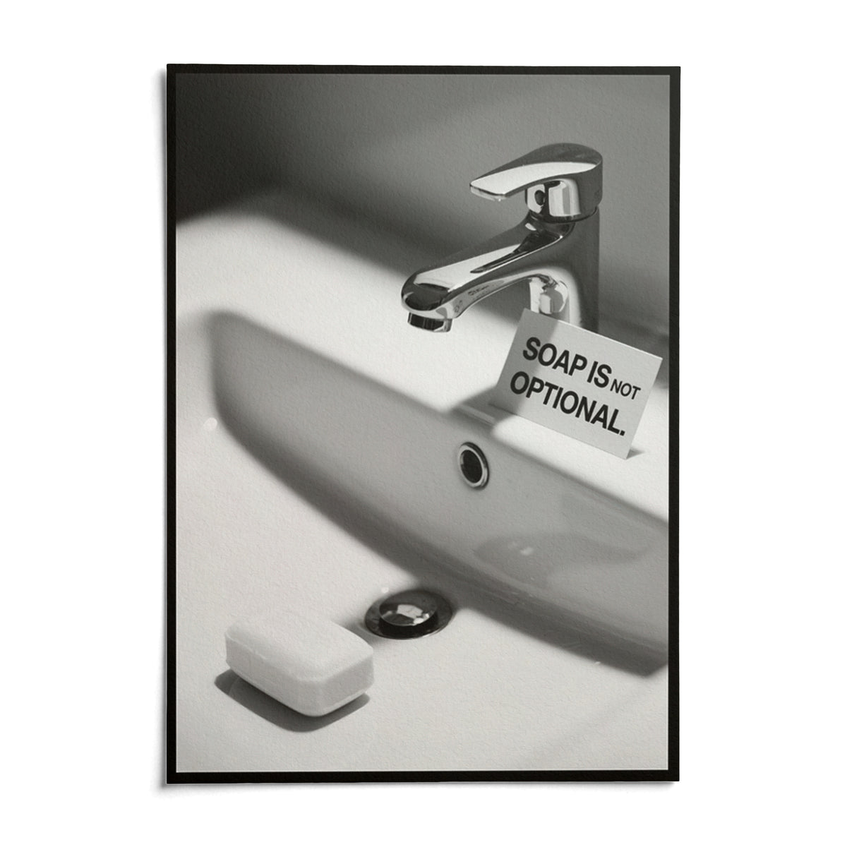 Wash Hands Sign, shown as an unframed paper print on a plain white background