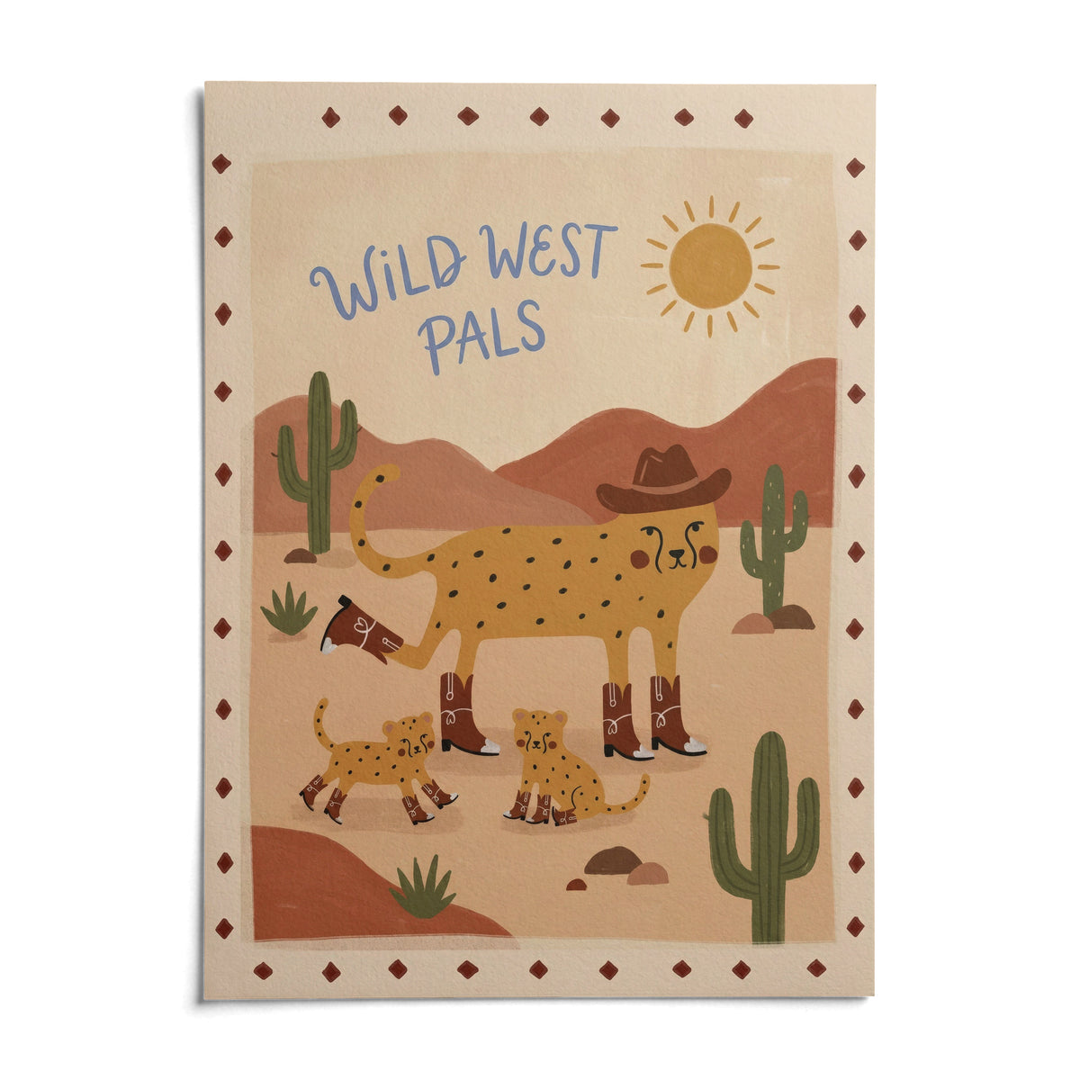 Wild West Animal Art Print, shown as an unframed paper print on a plain white background