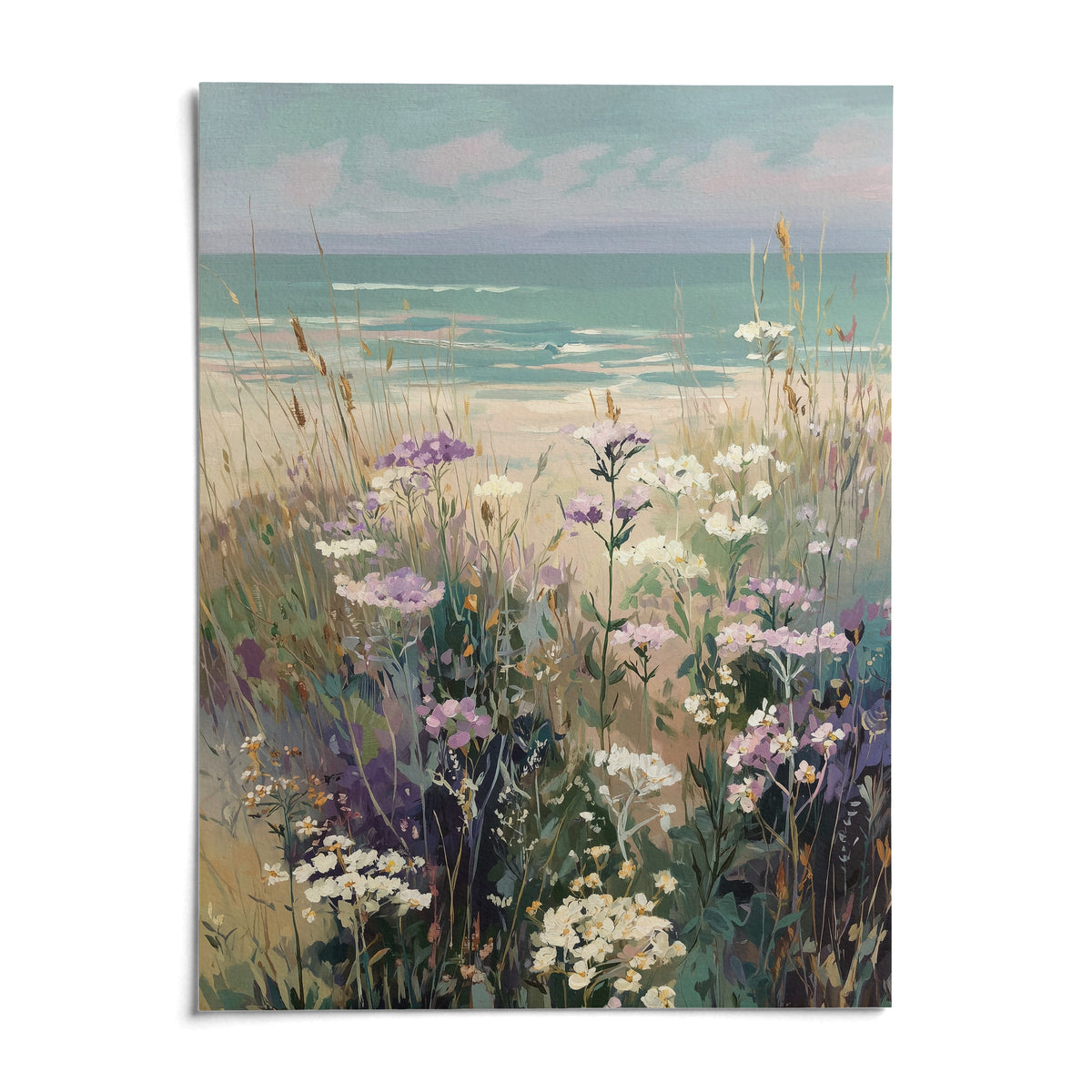 Wildflower Beach Print, shown as an unframed paper print on a plain white background