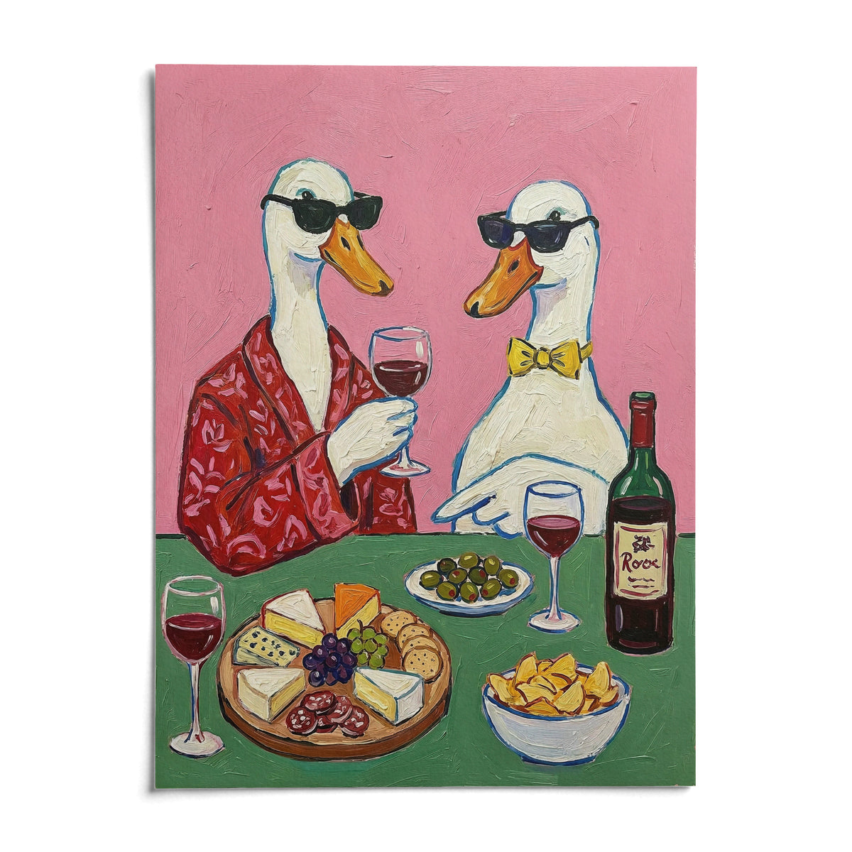 Wine And Cheese Poster, shown as an unframed paper print on a plain white background