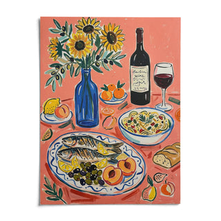 Wine And Seafood Decor, shown as an unframed paper print on a plain white background